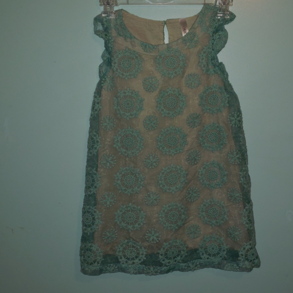 Vintage Girls Dress, Sleeveless w/Shoulder Ruffle